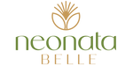 Logo of neonata belle with a stylized leaf design on a white background