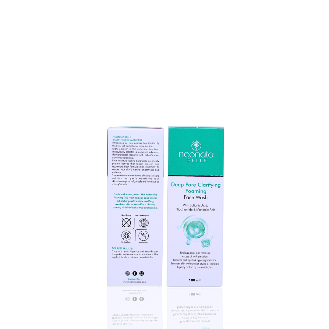 Neonata Belle Deep Pore Clarifying Foaming Face Wash | Oil Control & Acne Cleanser for Oily and Acne-Prone Skin