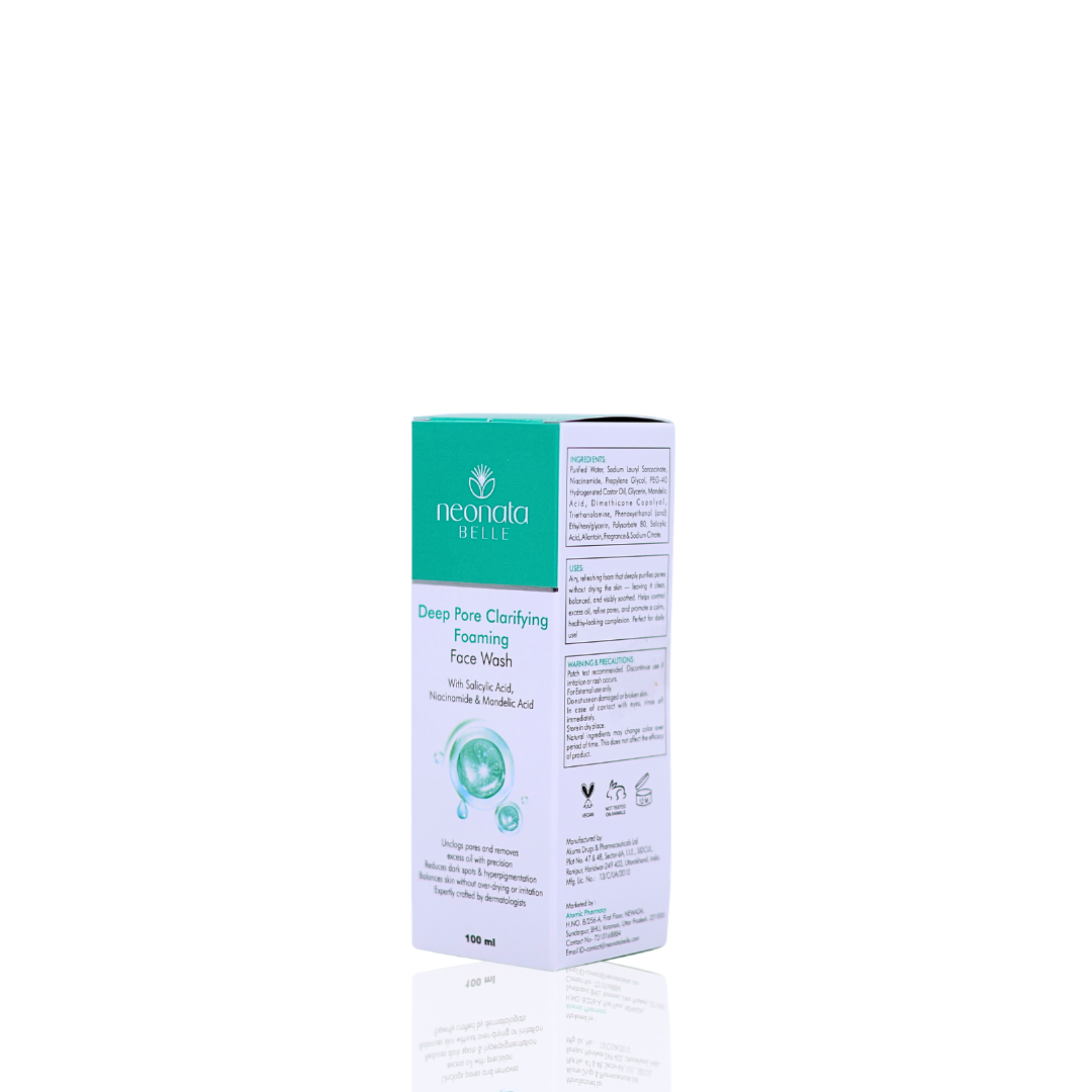 Neonata Belle Deep Pore Clarifying Foaming Face Wash | Oil Control & Acne Cleanser for Oily and Acne-Prone Skin