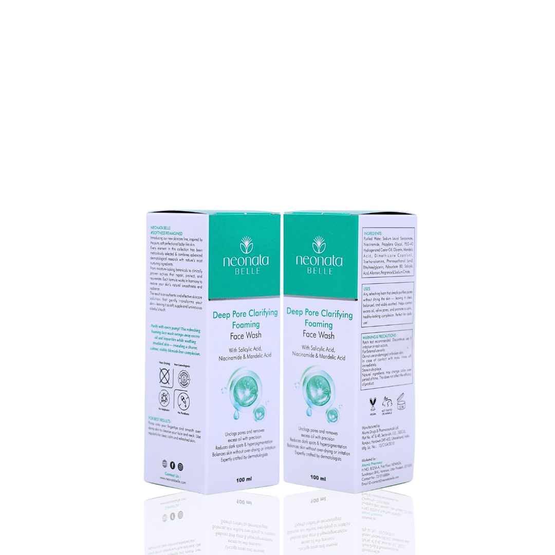 Neonata Belle Deep Pore Clarifying Foaming Face Wash | Oil Control & Acne Cleanser for Oily and Acne-Prone Skin