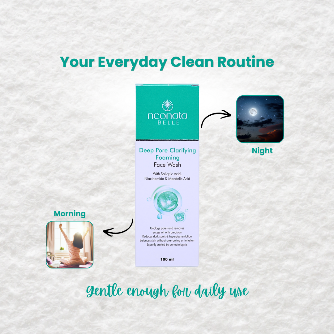 Neonata Belle Deep Pore Clarifying Foaming Face Wash | Oil Control & Acne Cleanser for Oily and Acne-Prone Skin