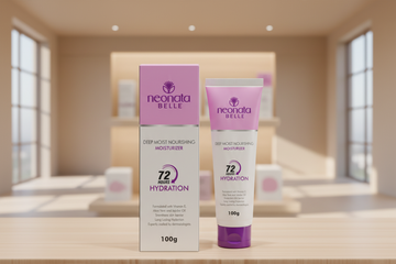 Neocaled Sélée skincare products on a wooden shelf