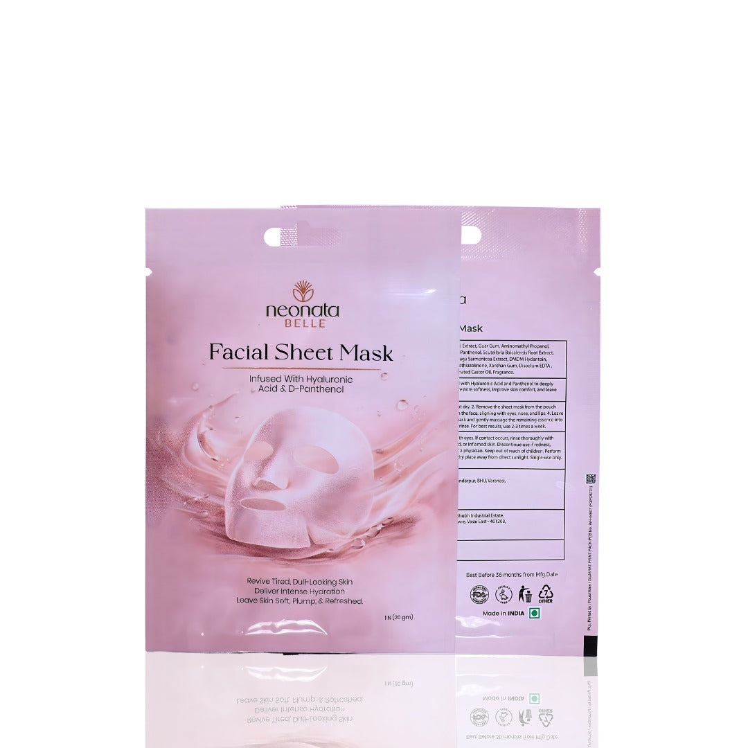 Neonata Belle Hyaluronic Tencel Sheet Mask | Intense Hydration & Plumping Face Mask for Dry and Dehydrated Skin