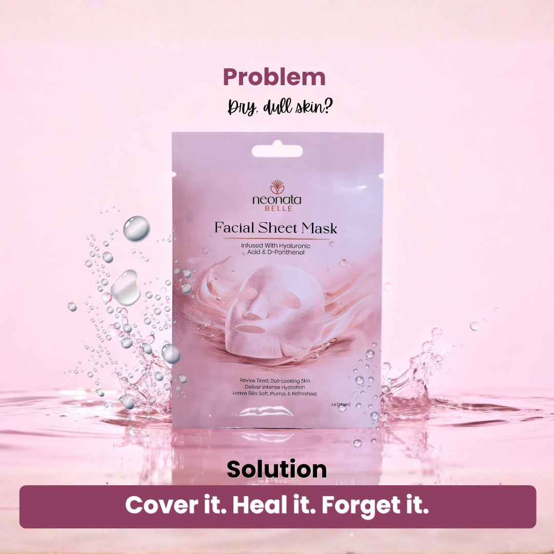 Neonata Belle Hyaluronic Tencel Sheet Mask | Intense Hydration & Plumping Face Mask for Dry and Dehydrated Skin